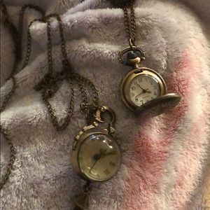 2 clock necklaces